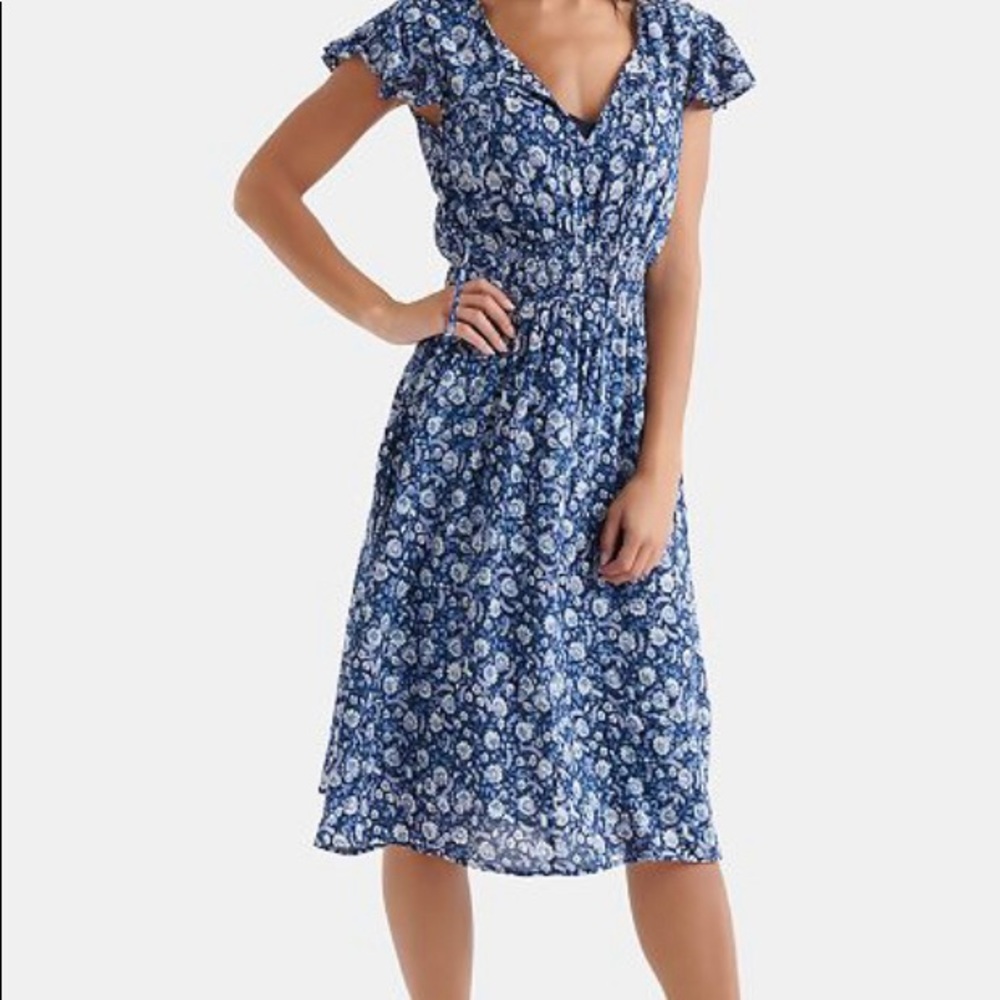 Lucky Brand Olivia Floral-Print Shirred Dress XS - Picture 4 of 7